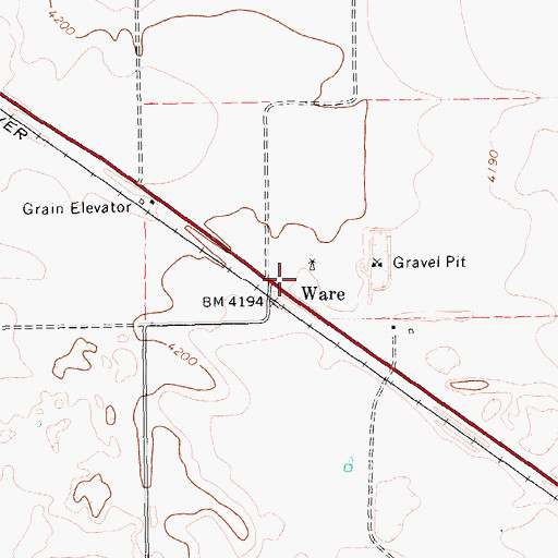 Topographic Map of Ware, TX