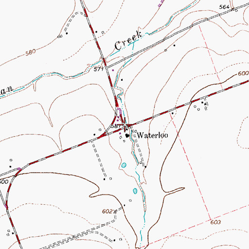 Topographic Map of Waterloo, TX