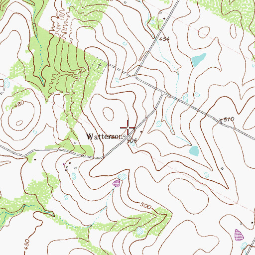 Topographic Map of Watterson, TX