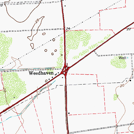 Topographic Map of Weedhaven, TX