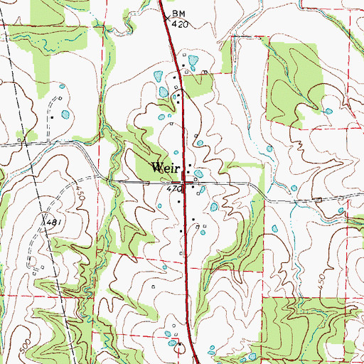 Topographic Map of Weir, TX