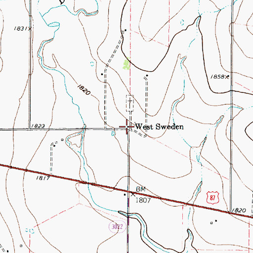 Topographic Map of West Sweden, TX
