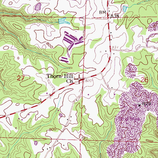 Topographic Map of Thornhill Cemetery, AL