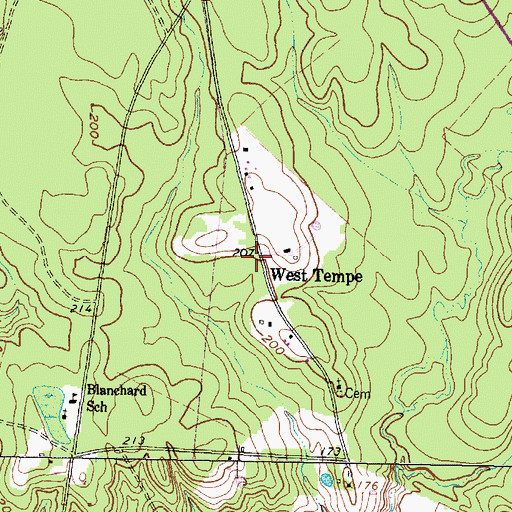 Topographic Map of West Tempe, TX