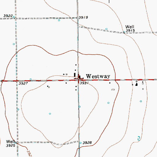 Topographic Map of Westway, TX
