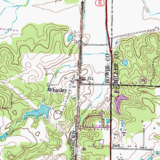 Topographic Map of Whatley, TX