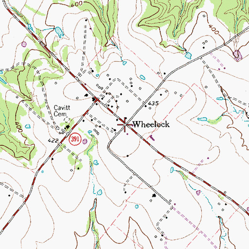 Topographic Map of Wheelock, TX
