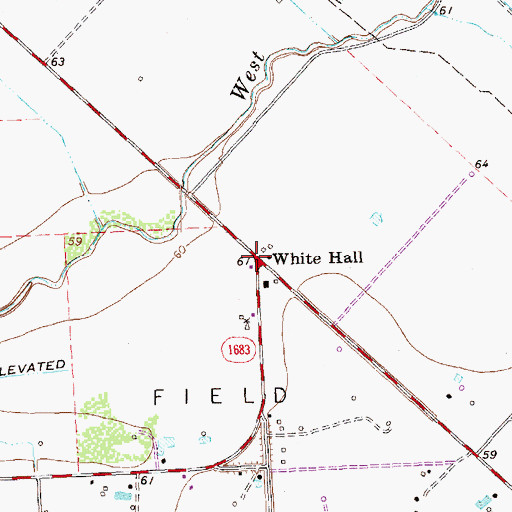 Topographic Map of White Hall, TX