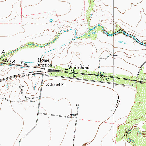 Topographic Map of Whiteland, TX