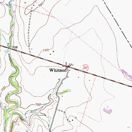 Topographic Map of Whitson, TX