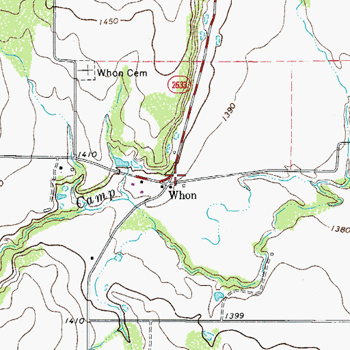 Topographic Map of Whon, TX