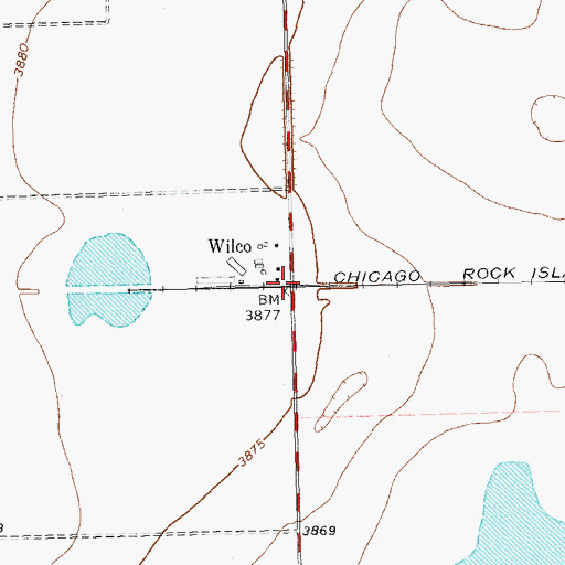 Topographic Map of Wilco, TX