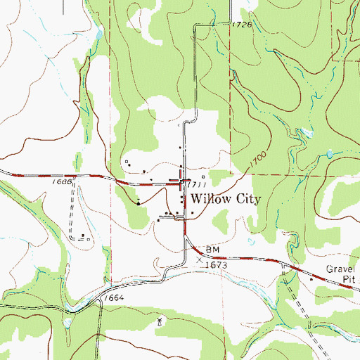 Topographic Map of Willow City, TX