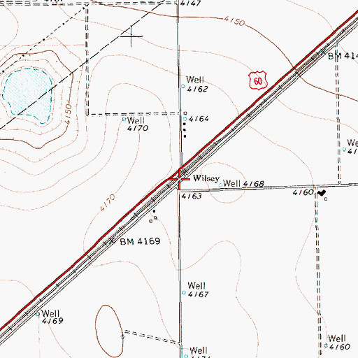Topographic Map of Wilsey, TX