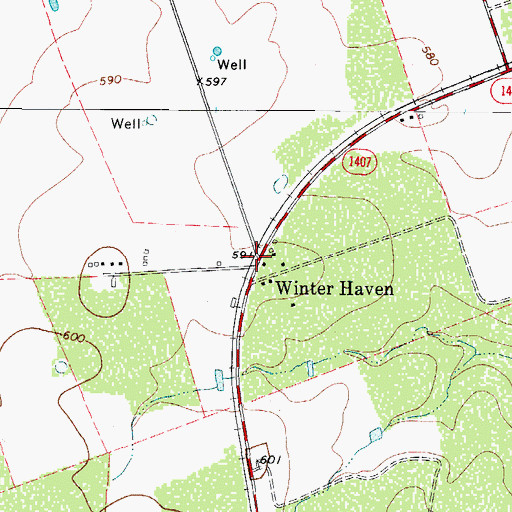 Topographic Map of Winter Haven, TX