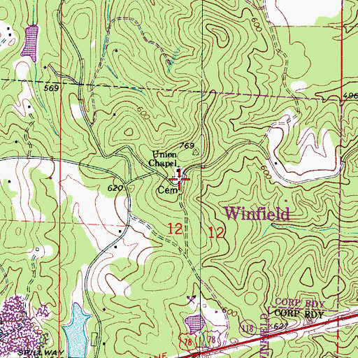 Topographic Map of Union Chapel Cemetery, AL