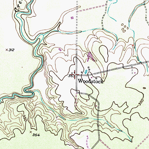 Topographic Map of Woodstock, TX