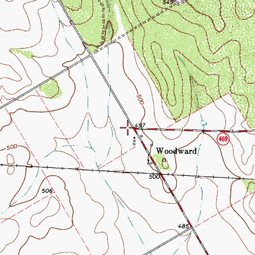 Topographic Map of Woodward, TX