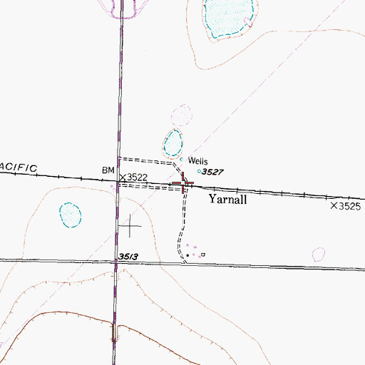 Topographic Map of Yarnall, TX