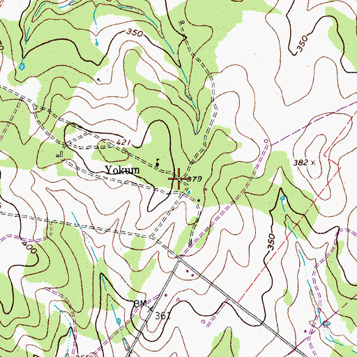 Topographic Map of Yokum, TX