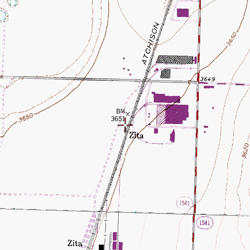 Topographic Map of Zita, TX