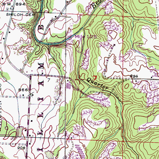 Topographic Map of Upper Bear Creek Reservoir, AL