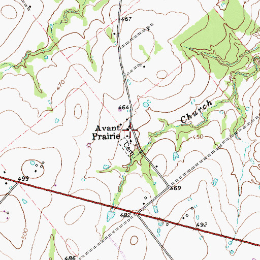 Topographic Map of Avant Prairie, TX