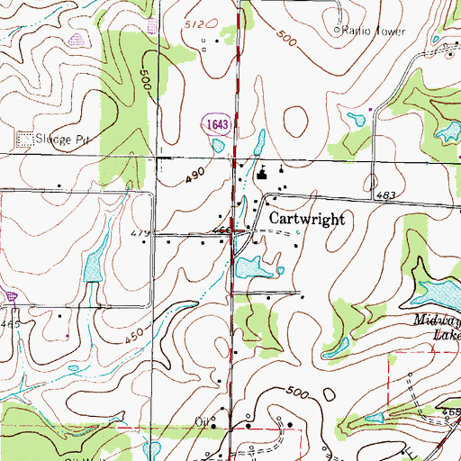 Topographic Map of Cartwright, TX