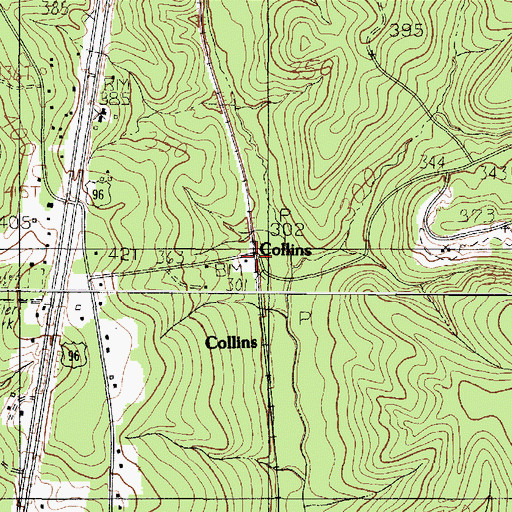 Topographic Map of Collins, TX