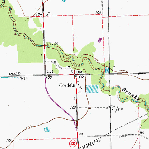 Topographic Map of Cordele, TX