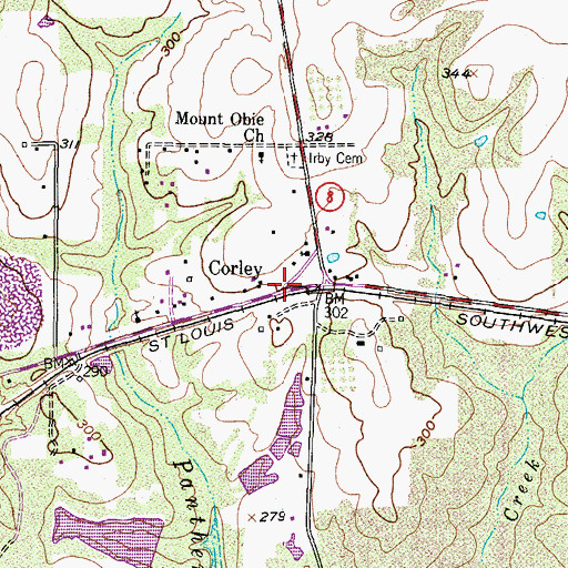 Topographic Map of Corley, TX