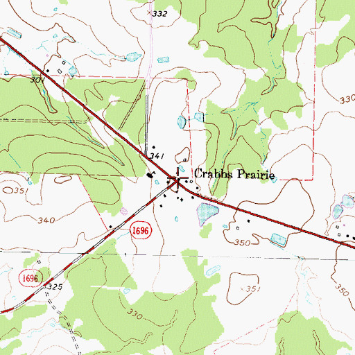 Topographic Map of Crabbs Prairie, TX