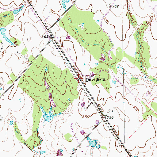 Topographic Map of Davidson, TX