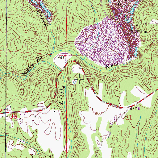 Topographic Map of Walker Baccus Family Cemetery, AL