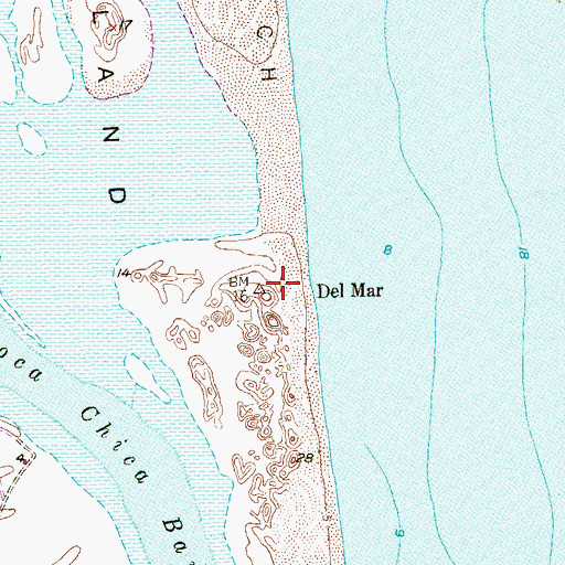 Topographic Map of Del Mar, TX