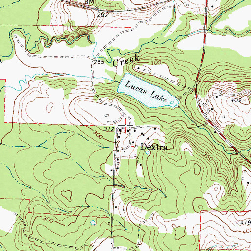 Topographic Map of Dextra, TX