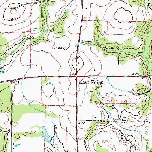 Topographic Map of East Point, TX
