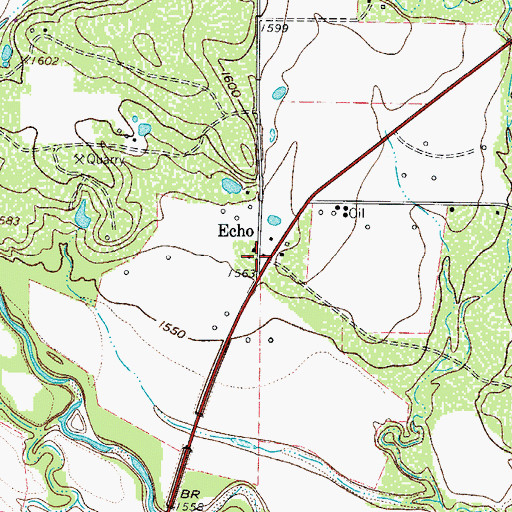 Topographic Map of Echo, TX