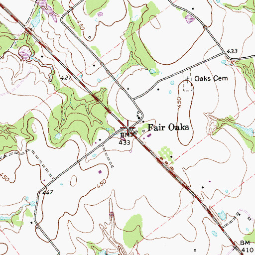 Topographic Map of Fair Oaks, TX