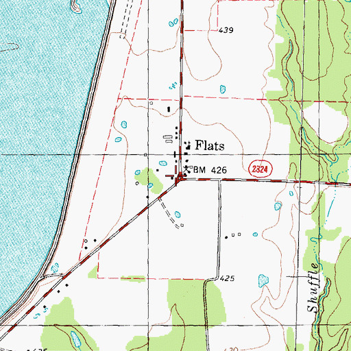 Topographic Map of Flats, TX