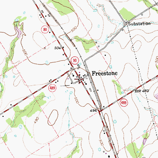 Topographic Map of Freestone, TX