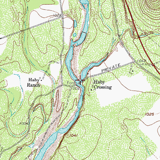 Topographic Map of Haby Crossing, TX