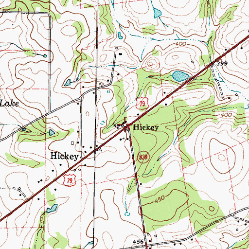 Topographic Map of Hickey, TX