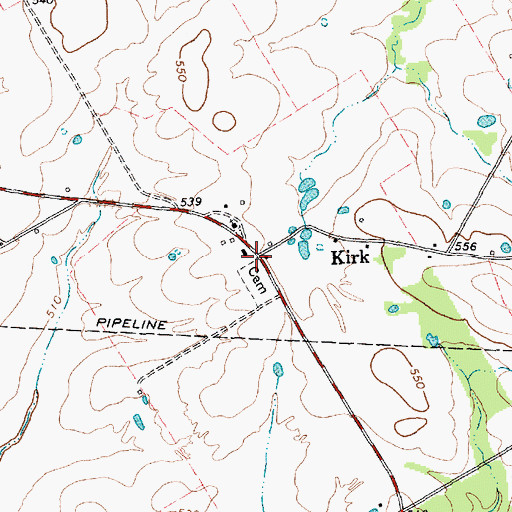 Topographic Map of Kirk, TX