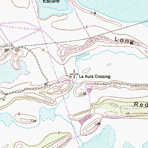 Topographic Map of La Aura Crossing, TX