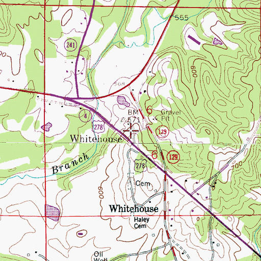 Topographic Map of Whitehouse Church of Christ, AL