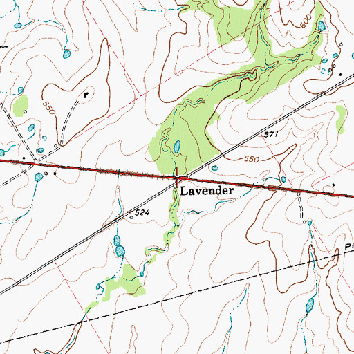 Topographic Map of Lavender, TX