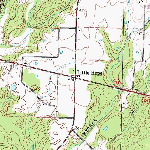Topographic Map of Little Hope, TX