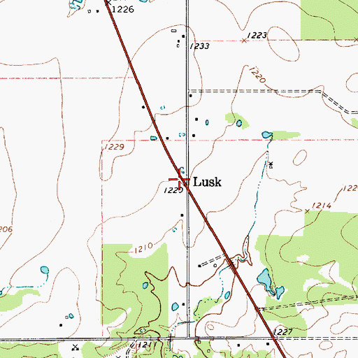 Topographic Map of Lusk, TX