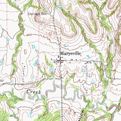 Topographic Map of Marysville, TX